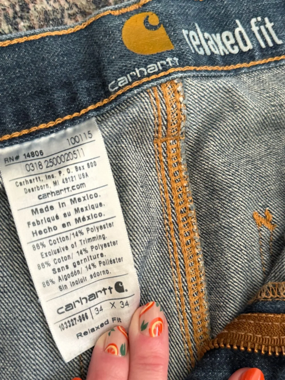 Carhartt Men's Relaxed Fit Cargo Jeans in Blue Denim